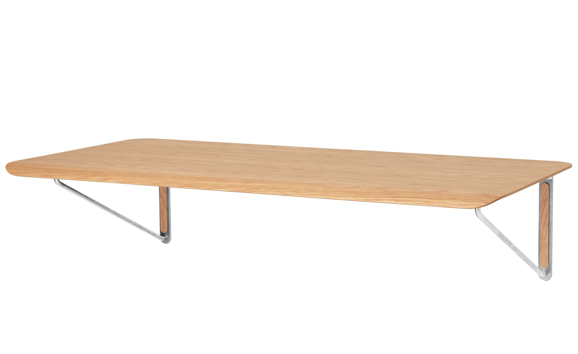 Wall Desk / lacquered oak top / lacquered oak & stainless steel supports / no added drawer