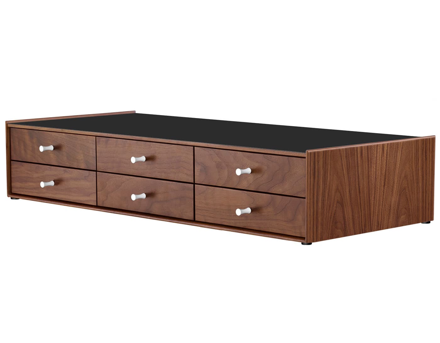 nelson miniature chest 6 drawer / walnut case & walnut drawers  / studio white  / no base (NC526_) / black laminate