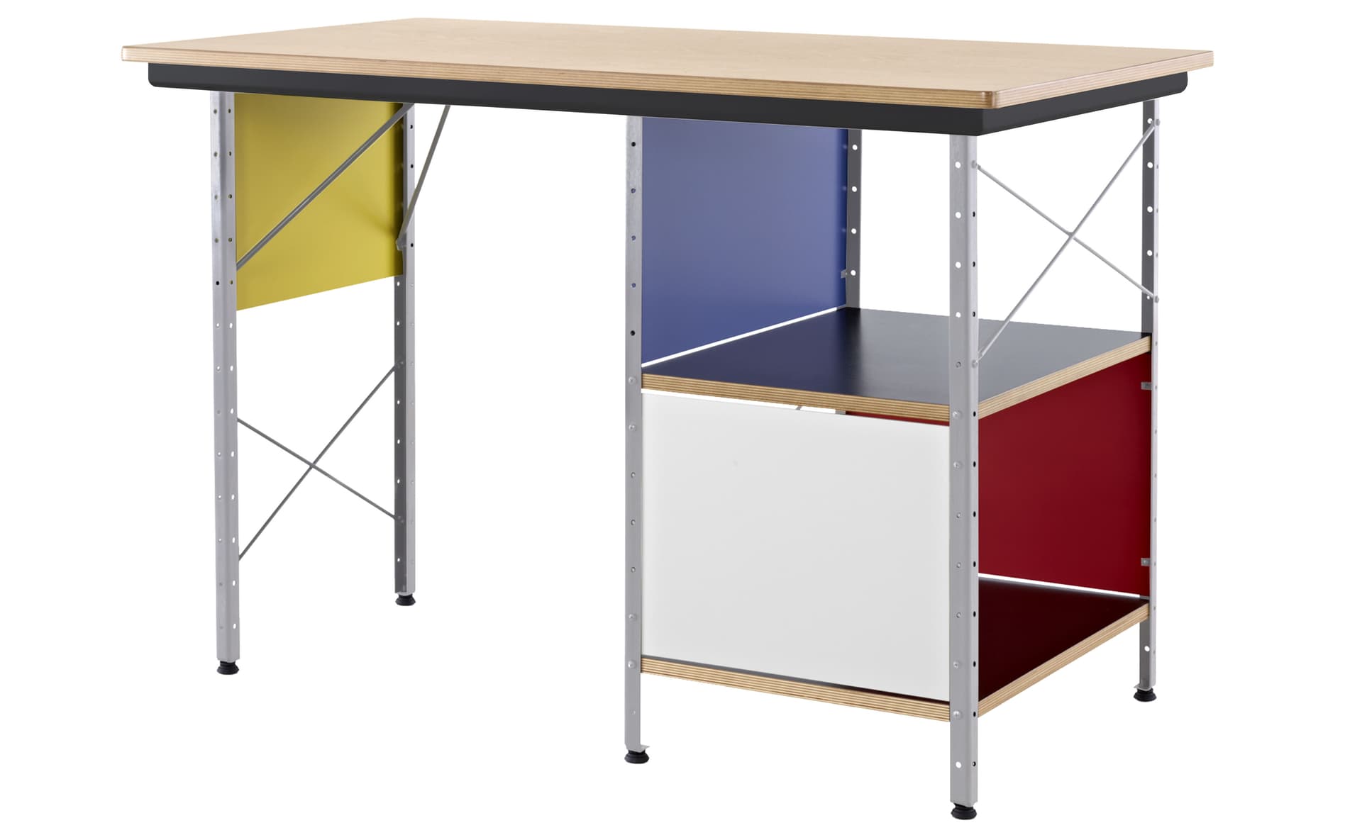Eames Desk Unit with Open Storage / zinc plated / multi-color