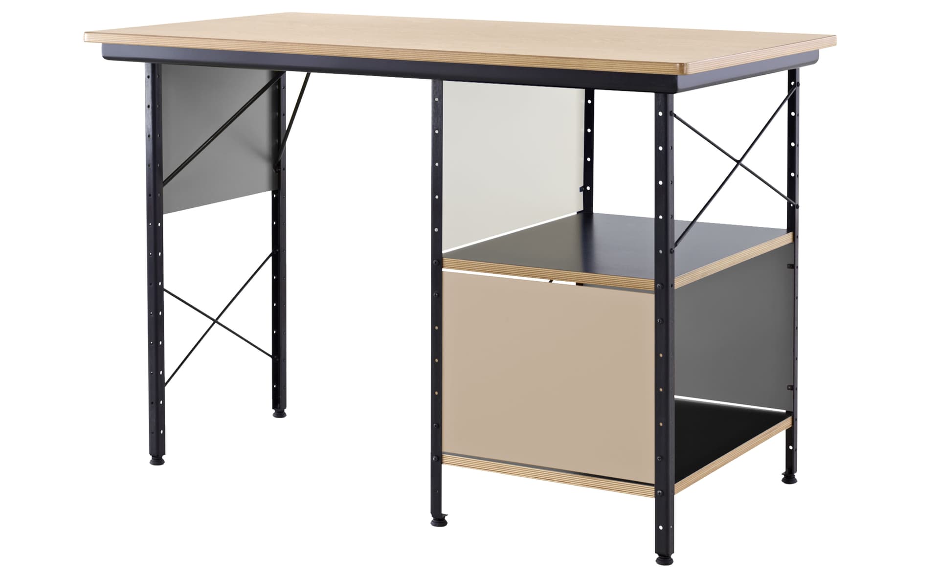 Eames Desk Unit with Open Storage / black / natural color