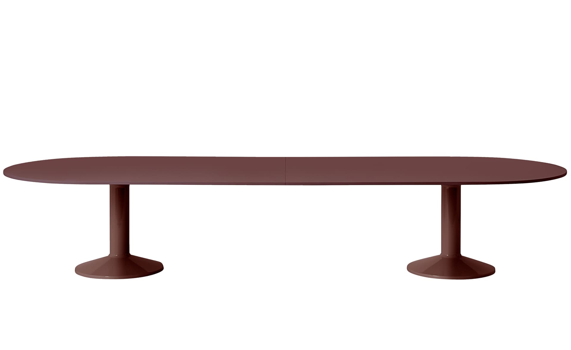 Midst Conference Table / 155.5" length / dark red linoleum top / dark red base