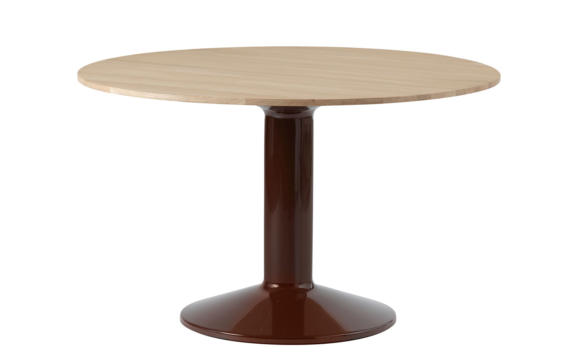 Midst Dining Table / 47.3" diameter - oiled oak top / dark red base