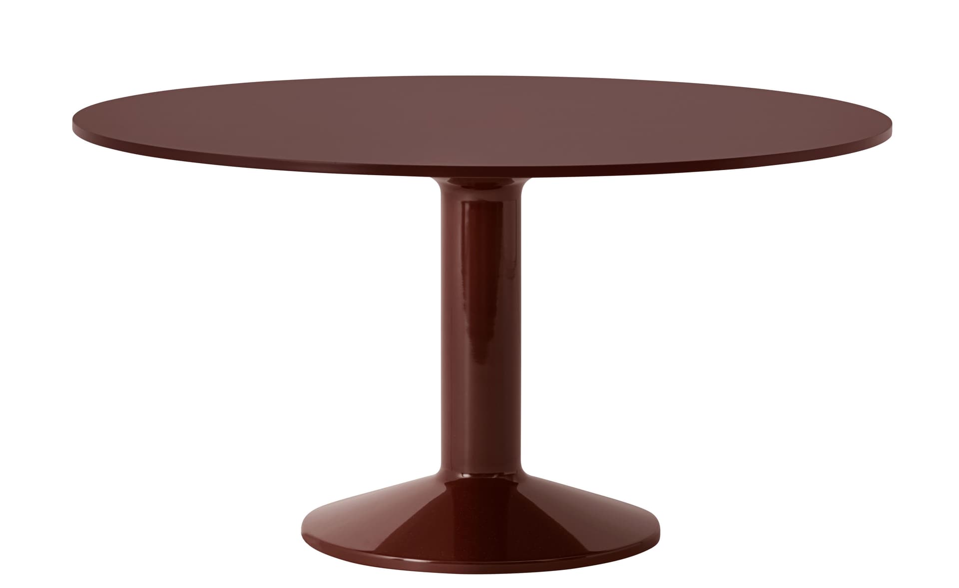 Midst Dining Table / 55.1" diameter - dark red linoleum top / dark red base