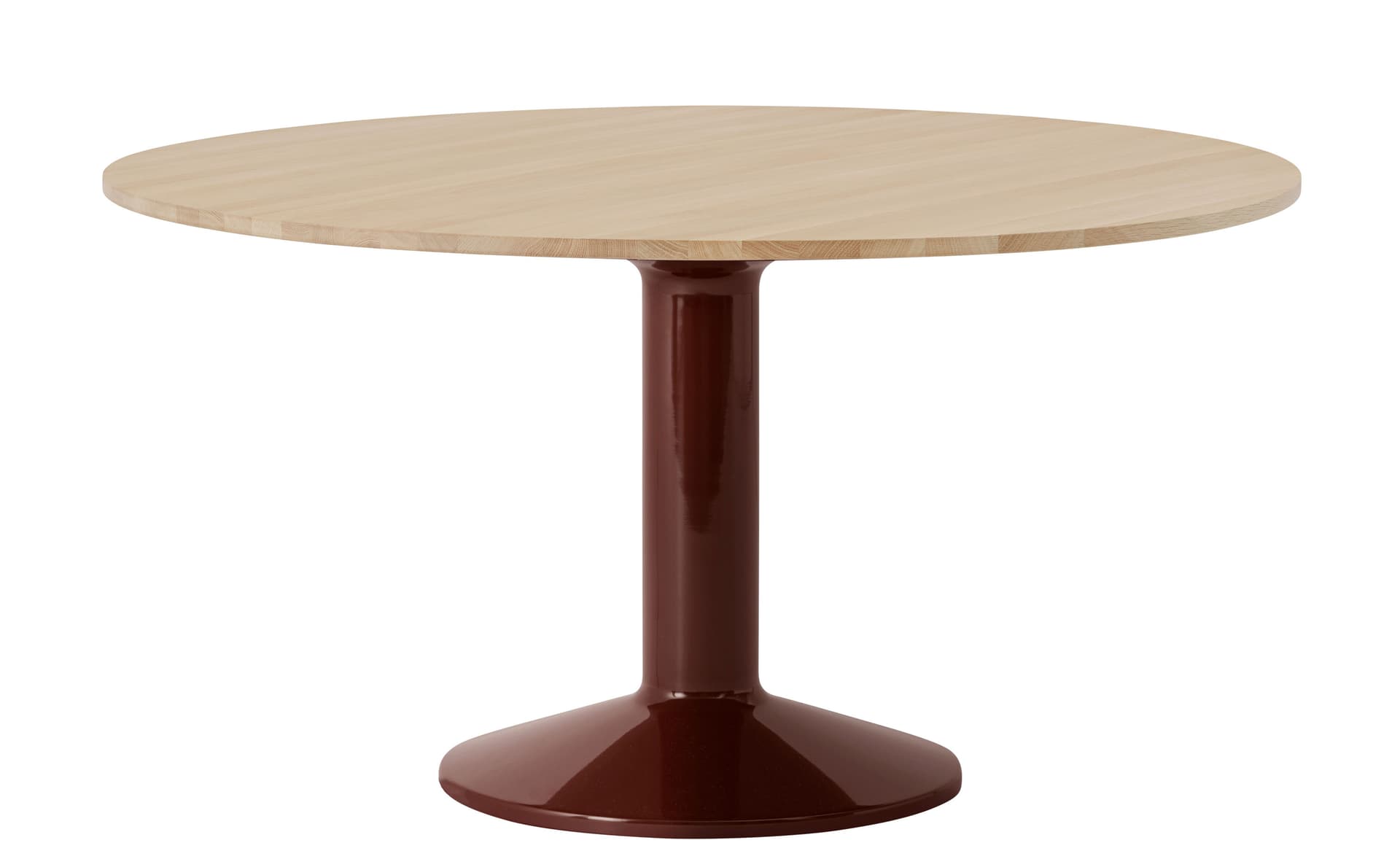 Midst Dining Table / 55.1" diameter - oiled oak top / dark red base
