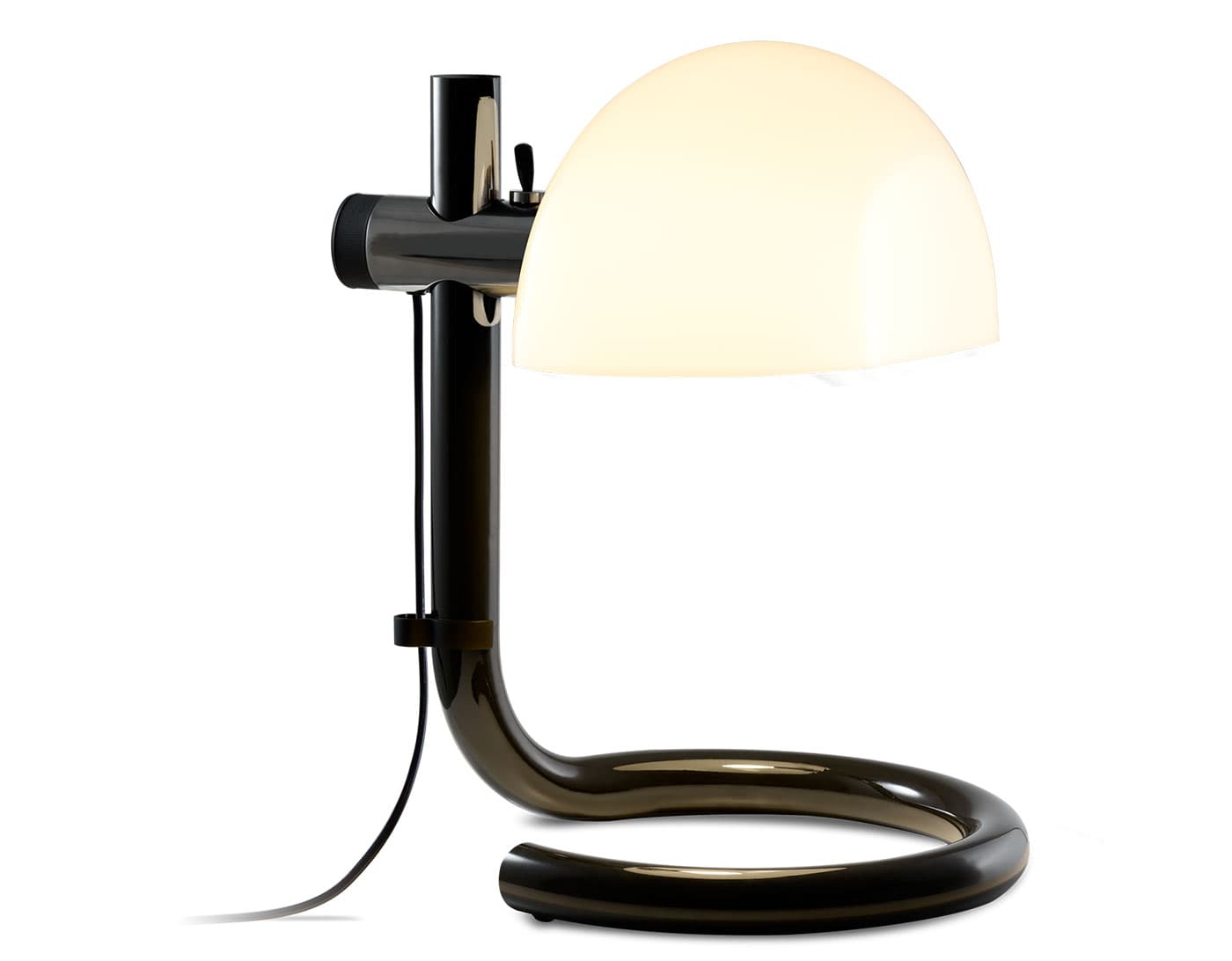 Lauro Table Lamp / white shade / dark brown base
