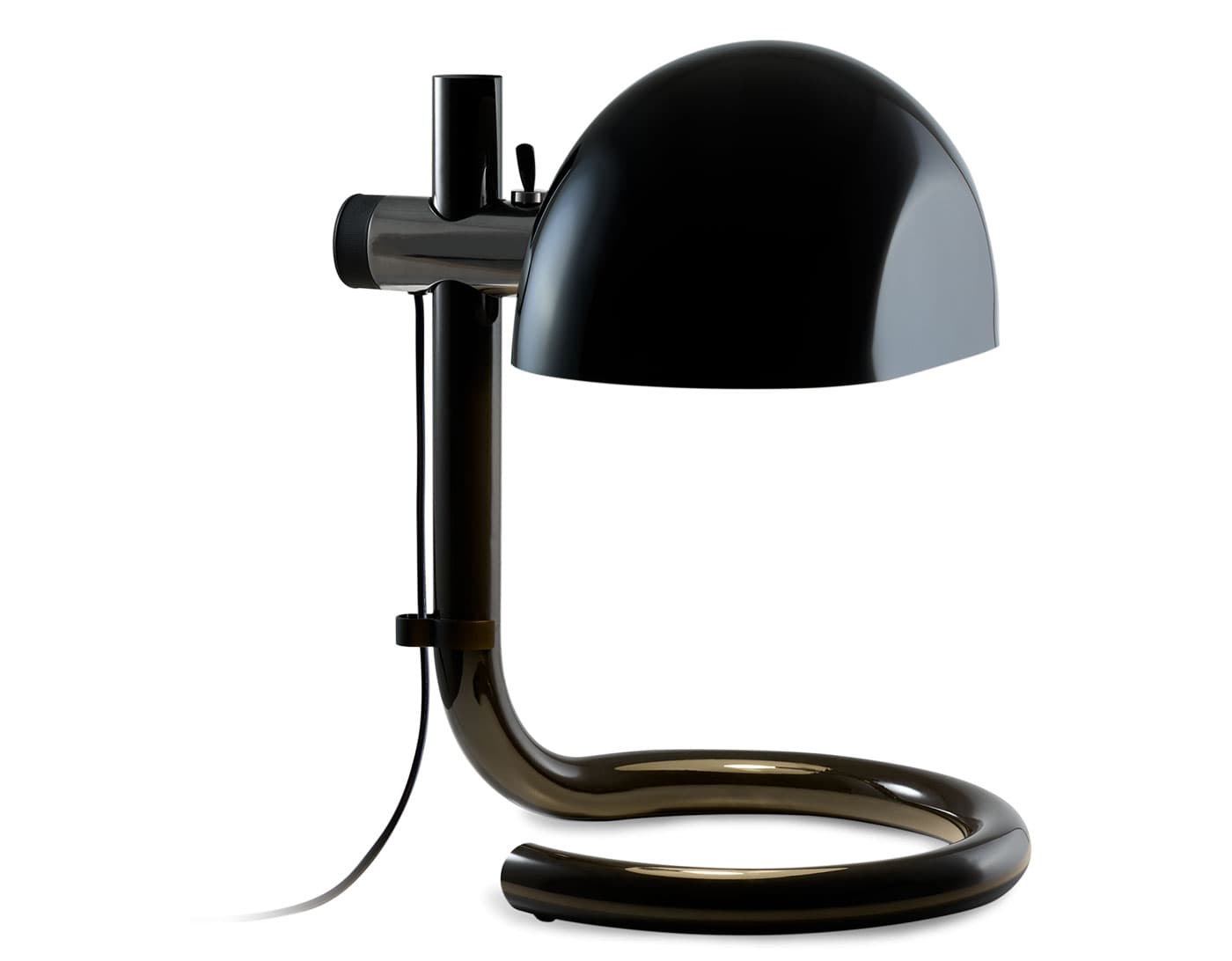 Lauro Table Lamp / black shade / dark brown base