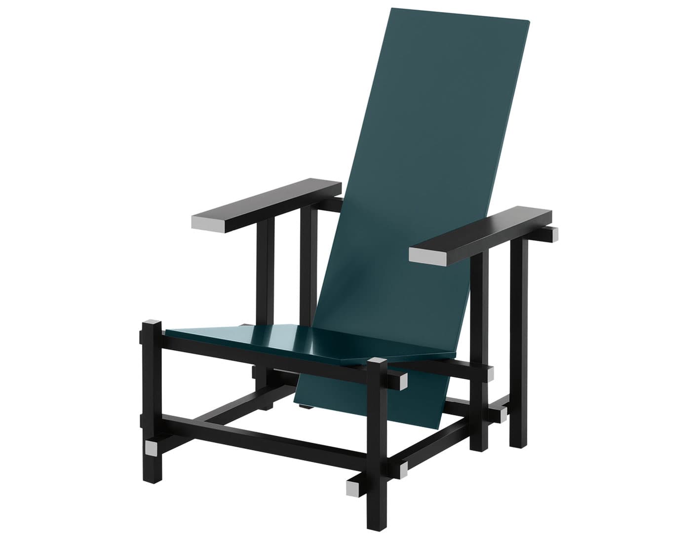 Red and Blue Chair / black frame, green seat & backrest - Zeilmaker version
