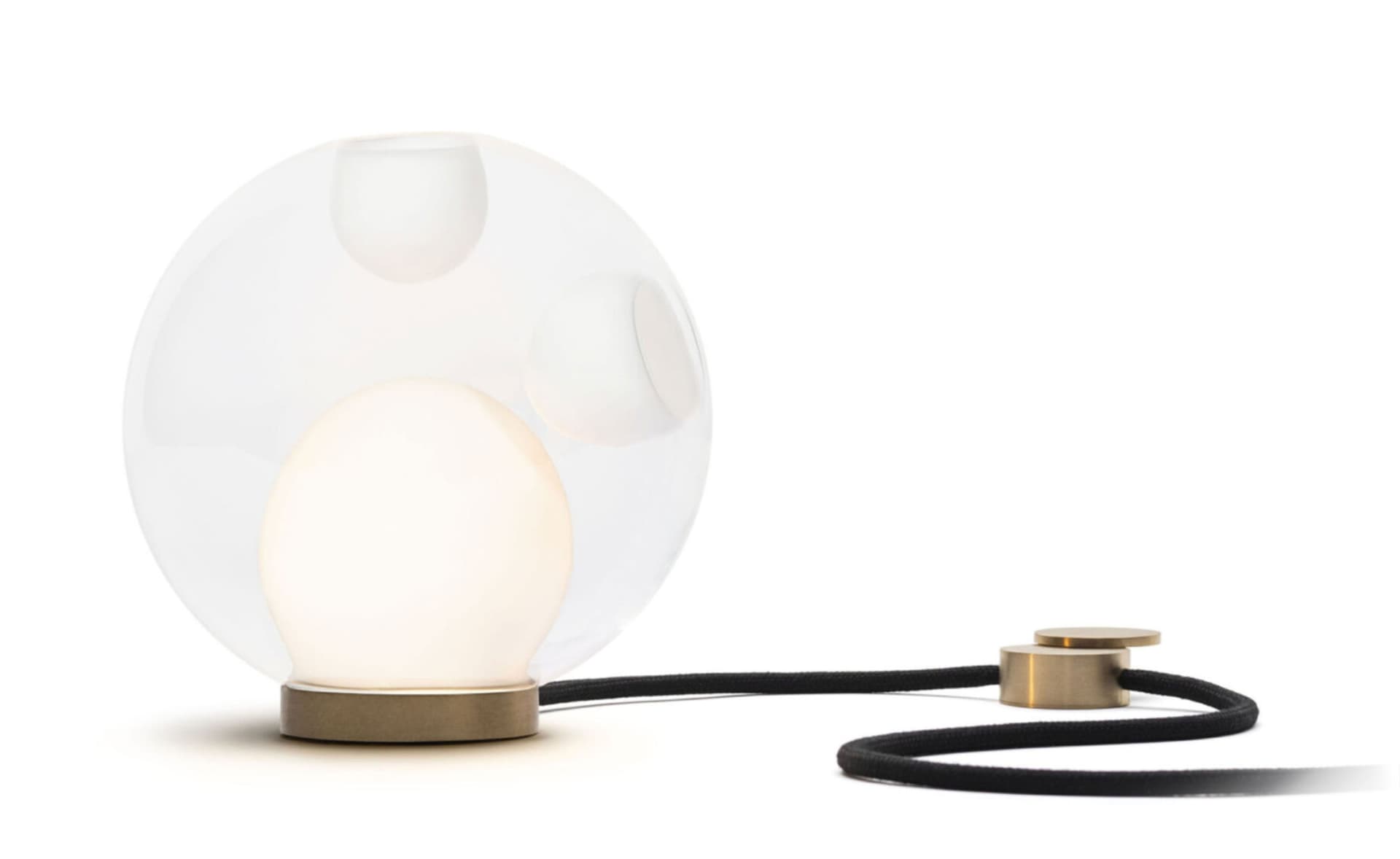 Bocci 28t Table Lamp / LED - 2500K / brass / clear with opaque white 1 inclusions