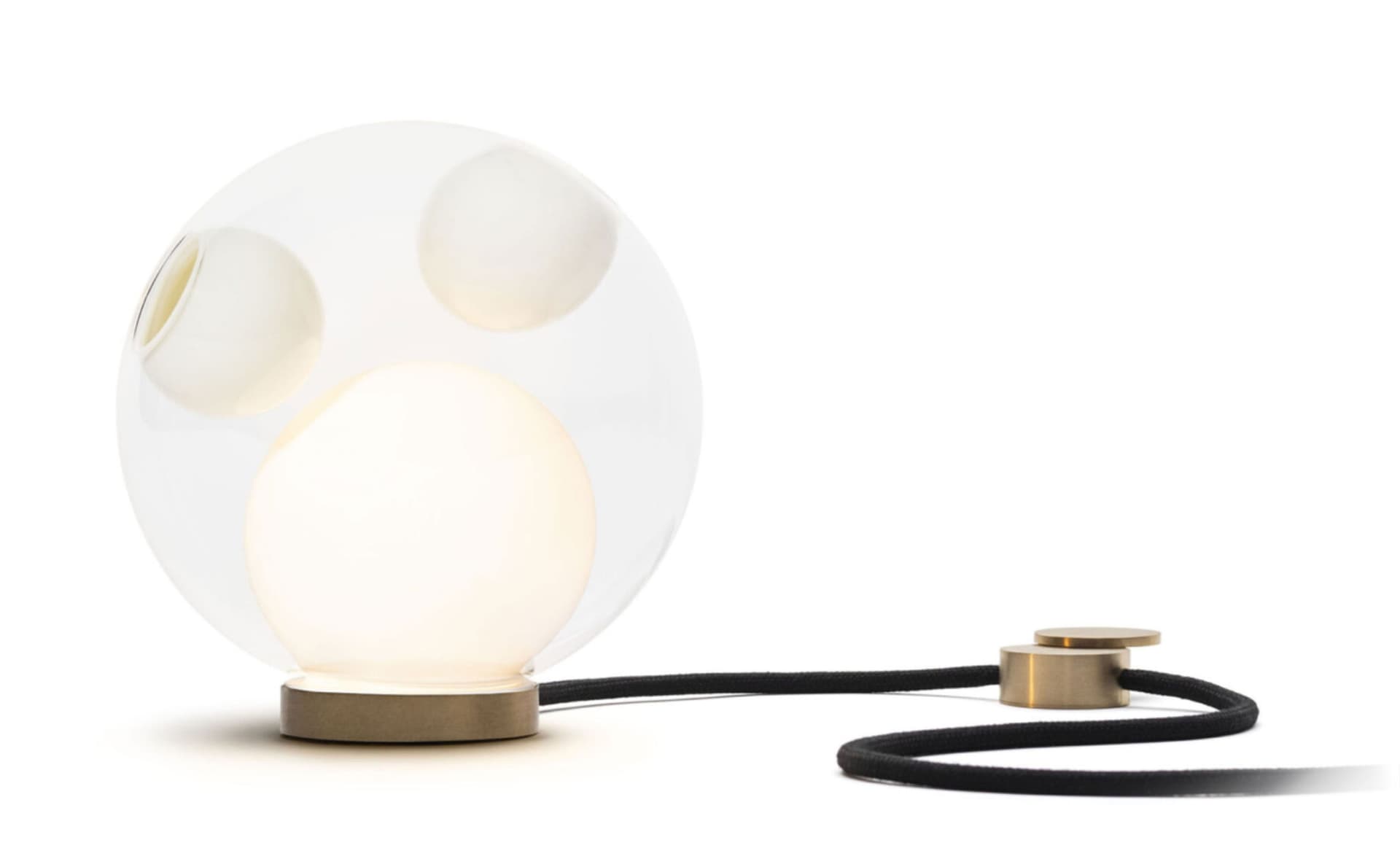 Bocci 28t Table Lamp / LED - 2500K / brass / clear with opaque white 2 inclusions