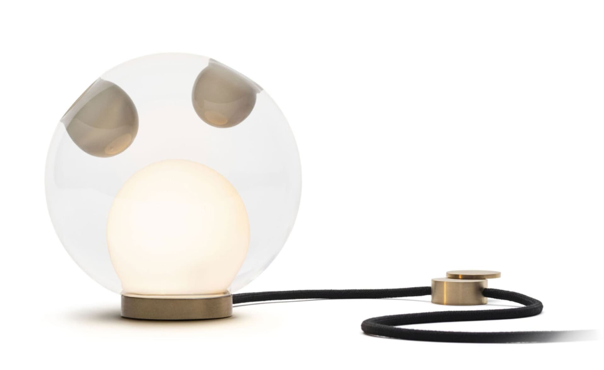 Bocci 28t Table Lamp / LED - 2500K / brass / clear with opaque beige 1 inclusions
