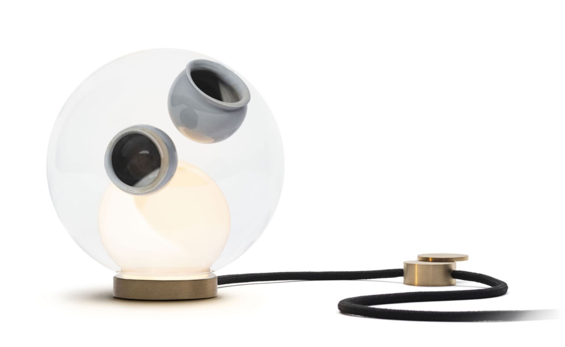 Bocci 28t Table Lamp / LED - 2500K / brass / clear with opaque grey 1 inclusions