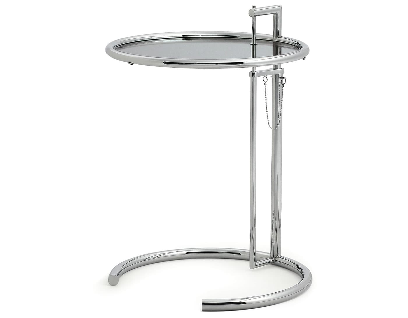 E1027 Adjustable Table 2 pack / smoked glass top / chrome frame