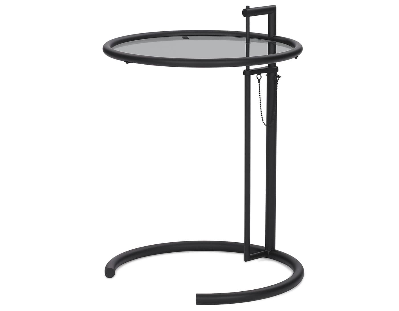 E1027 Adjustable Table 2 pack / smoked glass top / black frame