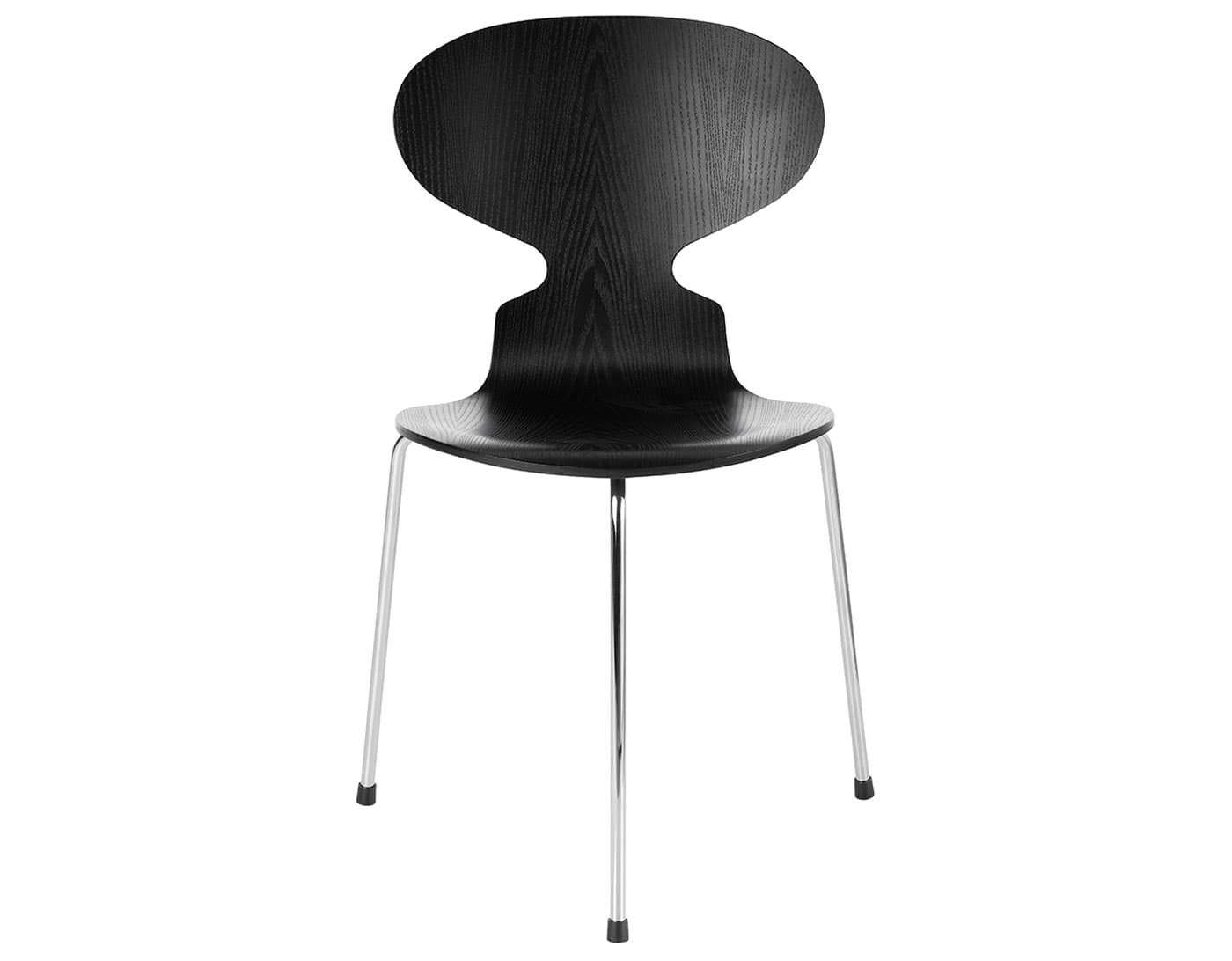 3 leg ant chair color / standard glides / standard seat height - 18.1" / colored ash - black (195) / chrome