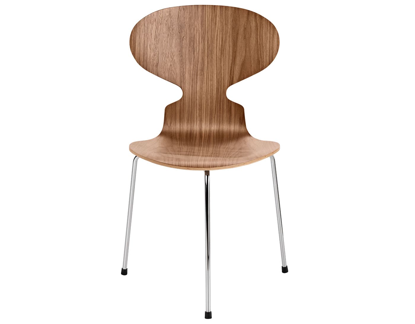 3-Leg Ant Chair, Wood Veneer / standard glides / standard seat height - 18.1" / walnut veneer (80) / chrome