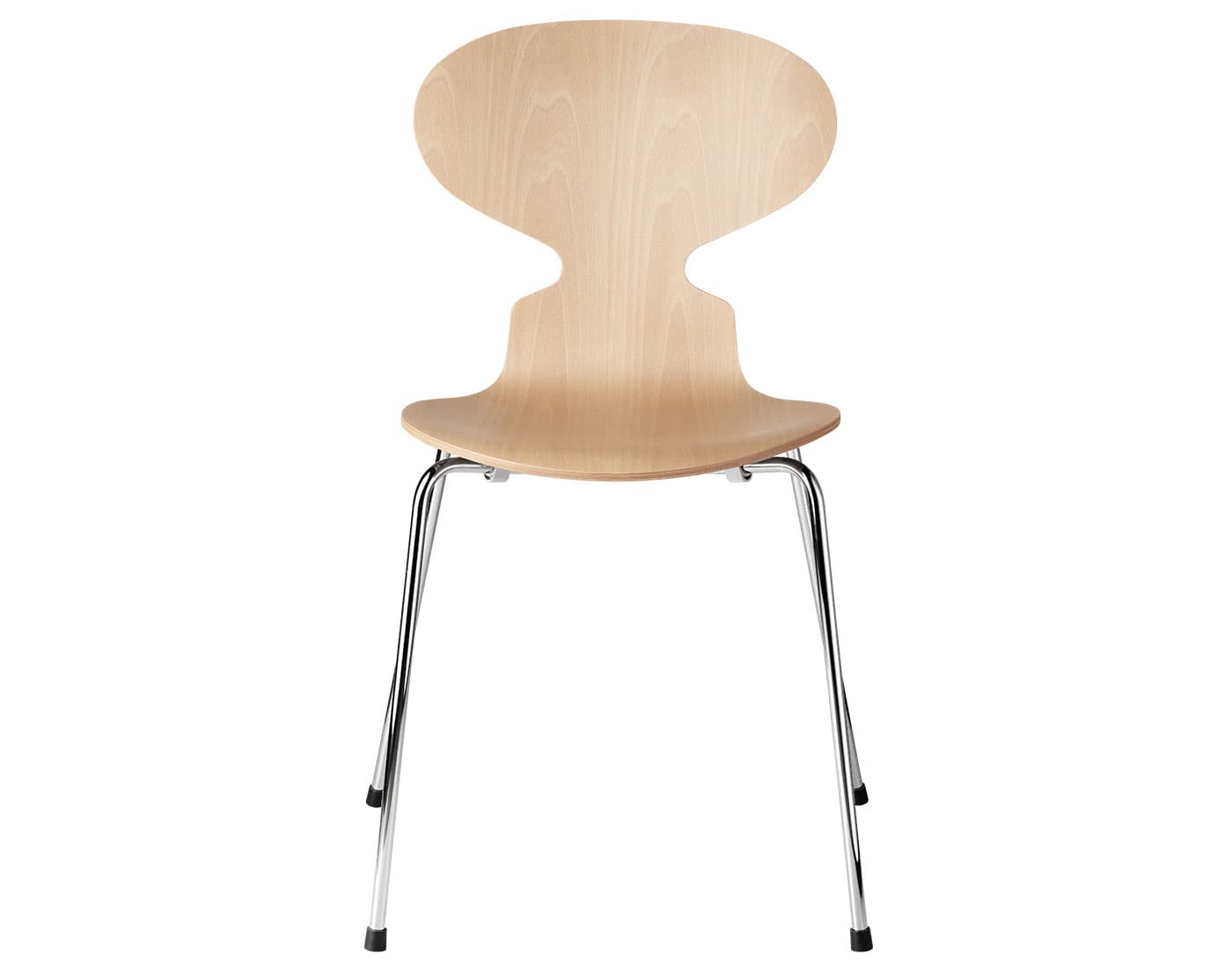 4-Leg Ant Chair, Wood Veneer / standard seat height: 18.1" h / standard glides / beech veneer (20) / chrome