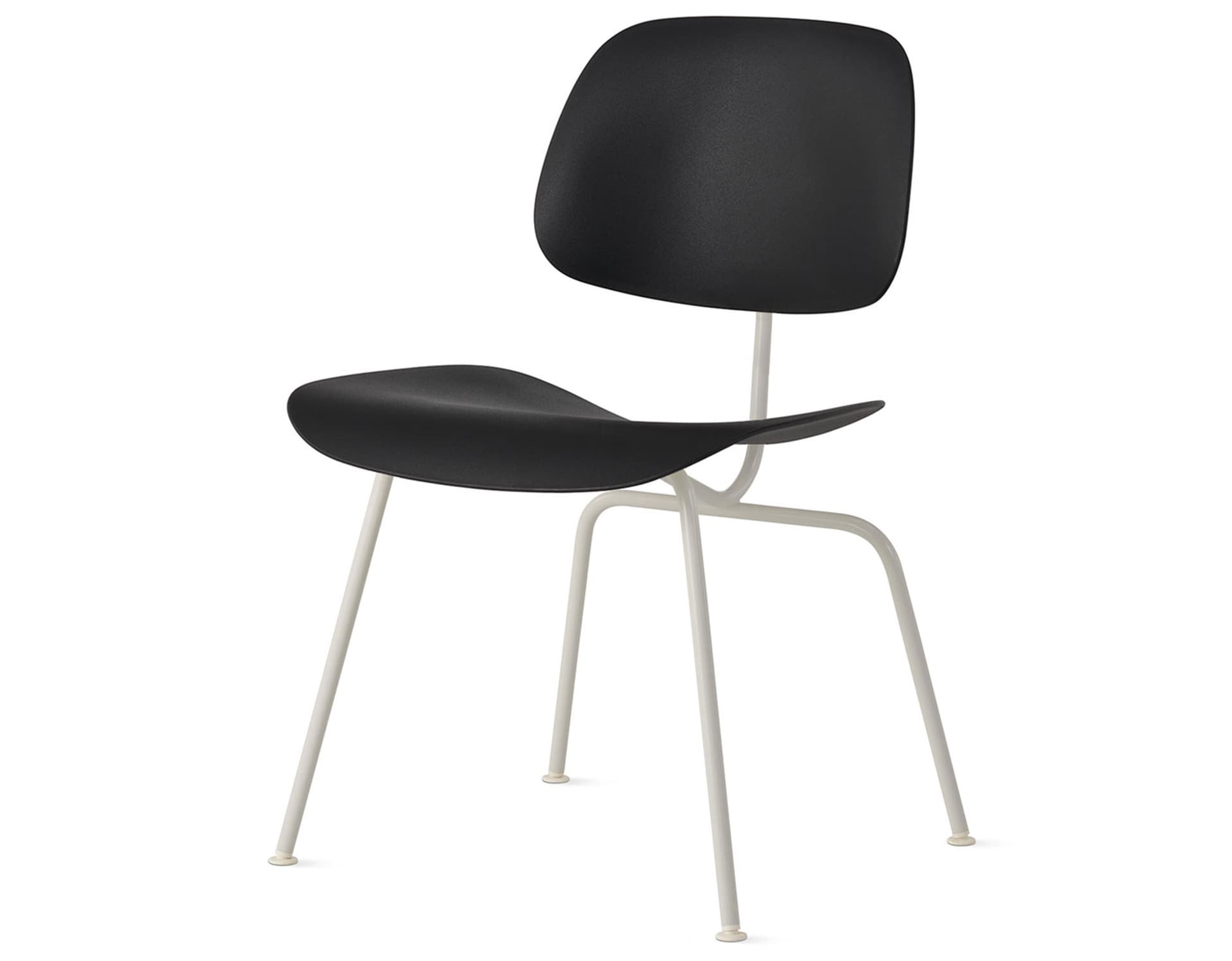 Eames Molded Plastic Dining Chair Metal Base DCM EC-127 / White Glides / Zinc Screws / white  / black