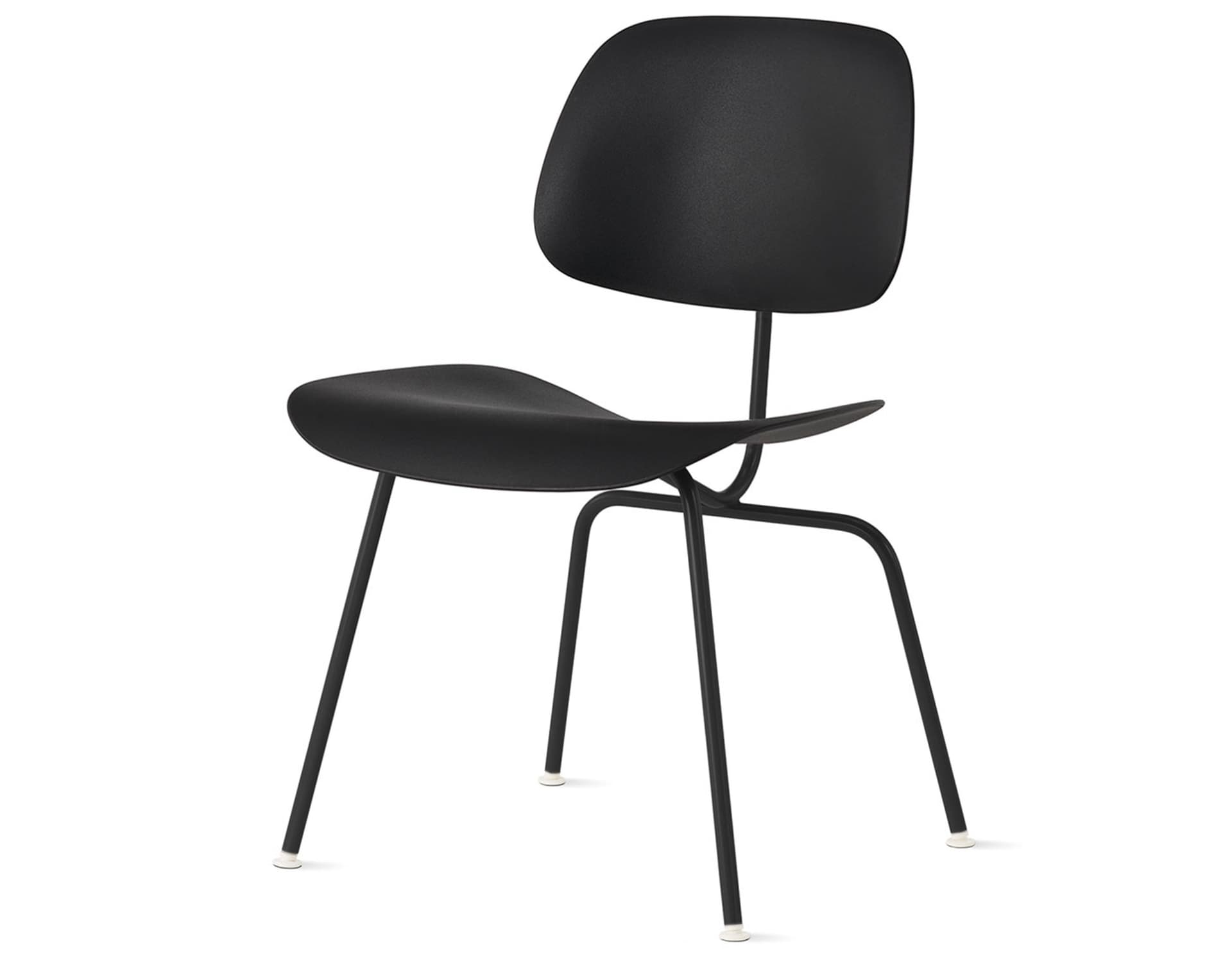 Eames Molded Plastic Dining Chair Metal Base DCM EC-127 / White Glides / Zinc Screws / ultra black  / black