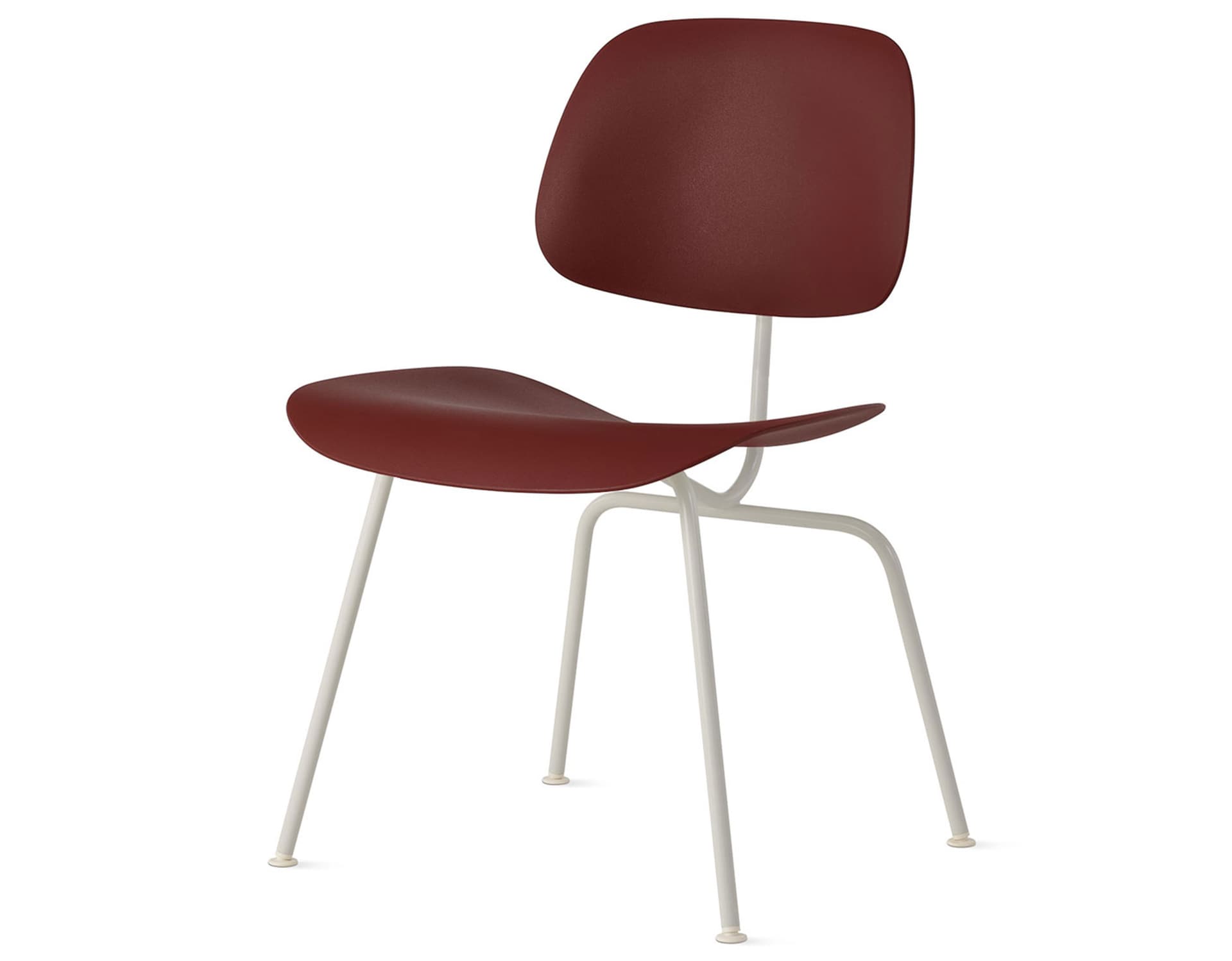 Eames Molded Plastic Dining Chair Metal Base DCM EC-127 / White Glides / Zinc Screws / white  / brick red