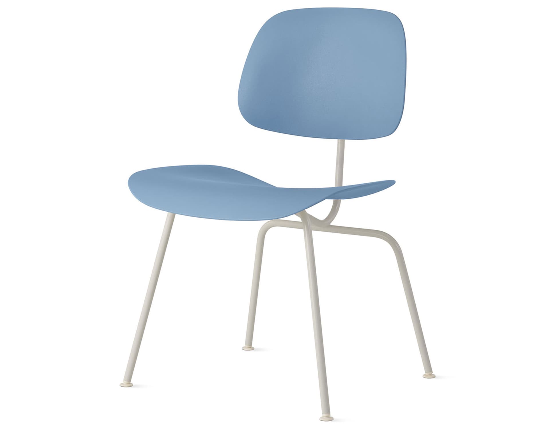 Eames Molded Plastic Dining Chair Metal Base DCM EC-127 / White Glides / Zinc Screws / white  / pale blue