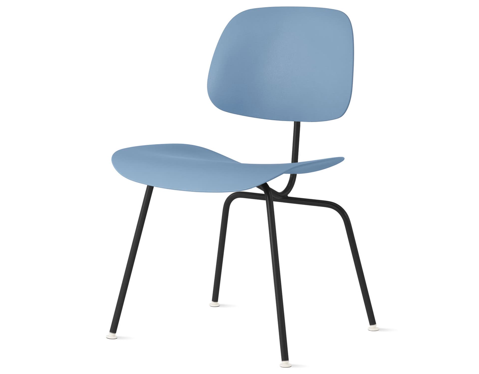 Eames Molded Plastic Dining Chair Metal Base DCM EC-127 / White Glides / Zinc Screws / ultra black  / pale blue
