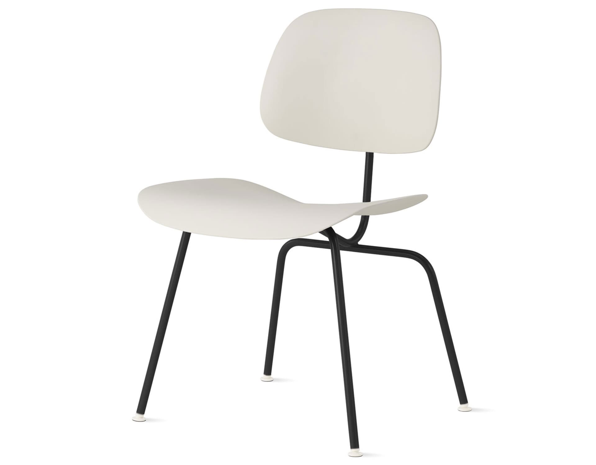 Eames Molded Plastic Dining Chair Metal Base DCM EC-127 / White Glides / Zinc Screws / ultra black  / white