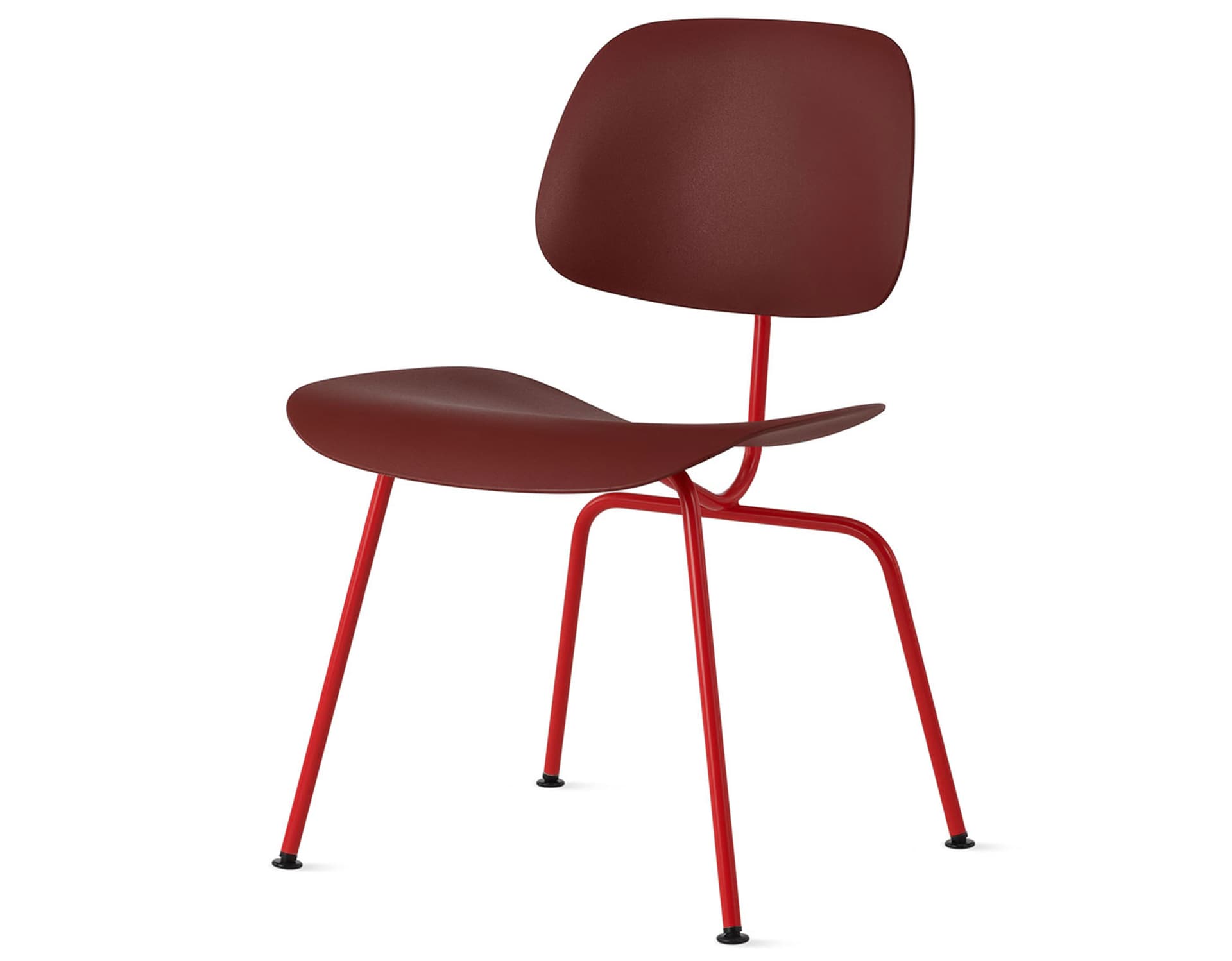 Eames Molded Plastic Dining Chair Metal Base DCM EC-127 / Black Glides / Black Screws / blaze  / brick red