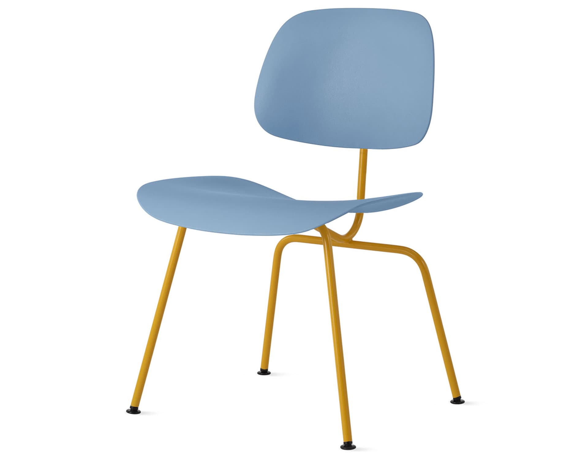Eames Molded Plastic Dining Chair Metal Base DCM EC-127 / Black Glides / Black Screws / marigold  / pale blue