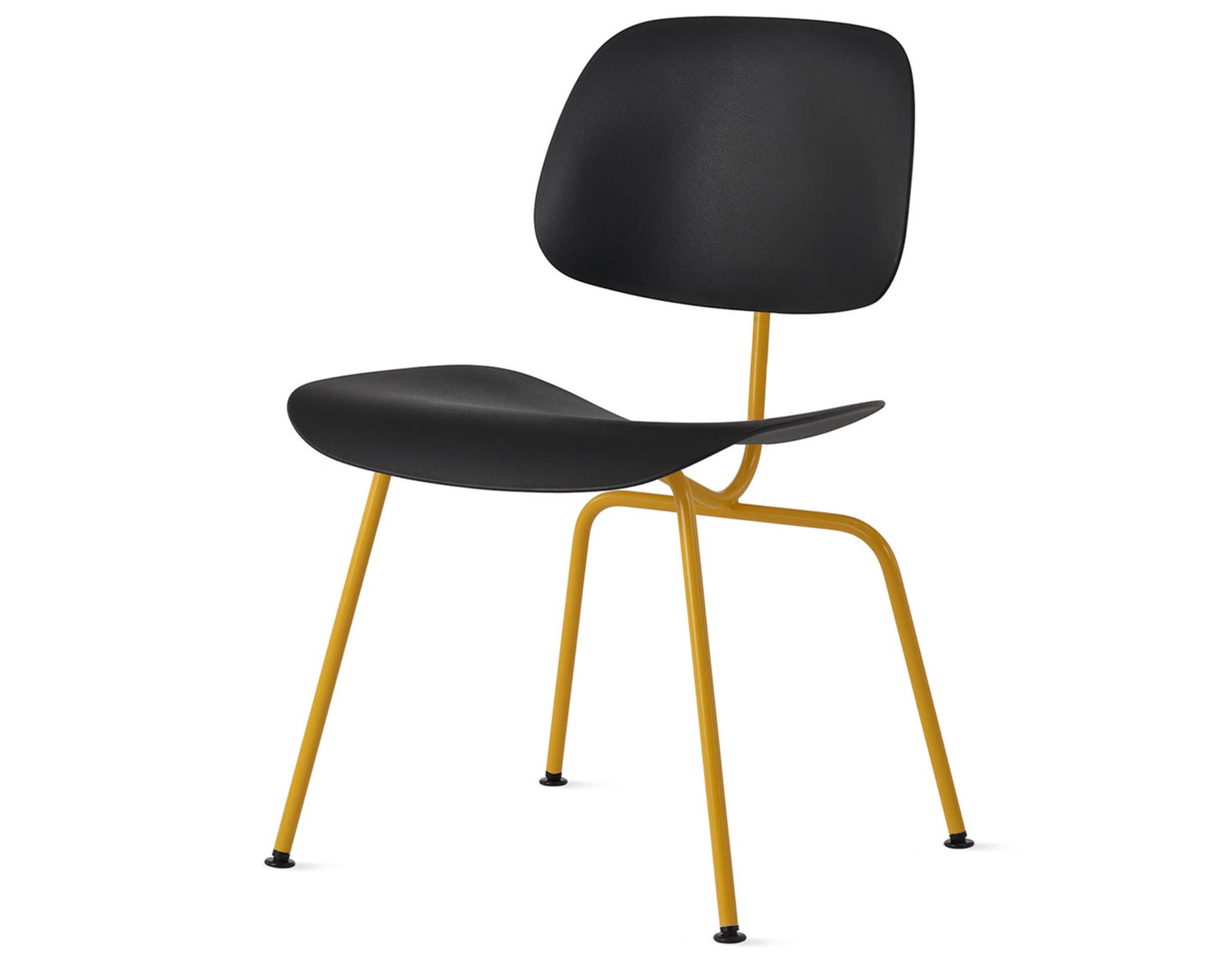 Eames Molded Plastic Dining Chair Metal Base DCM EC-127 / Black Glides / Black Screws / marigold  / black
