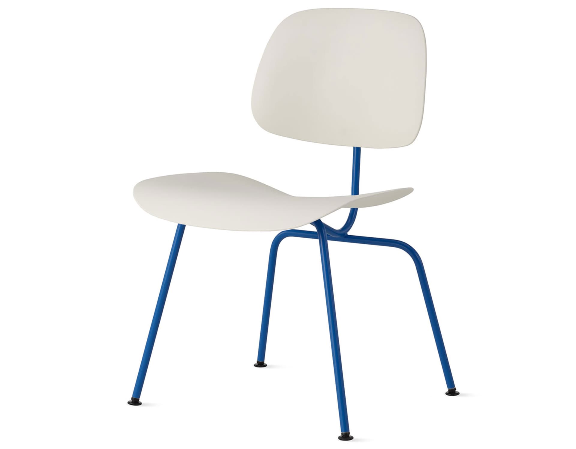 Eames Molded Plastic Dining Chair Metal Base DCM EC-127 / Black Glides / Black Screws /  berry blue  / white