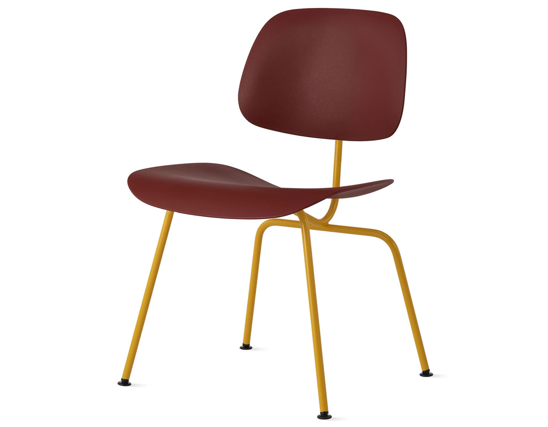 Eames Molded Plastic Dining Chair Metal Base DCM EC-127 / Black Glides / Black Screws / marigold  / brick red