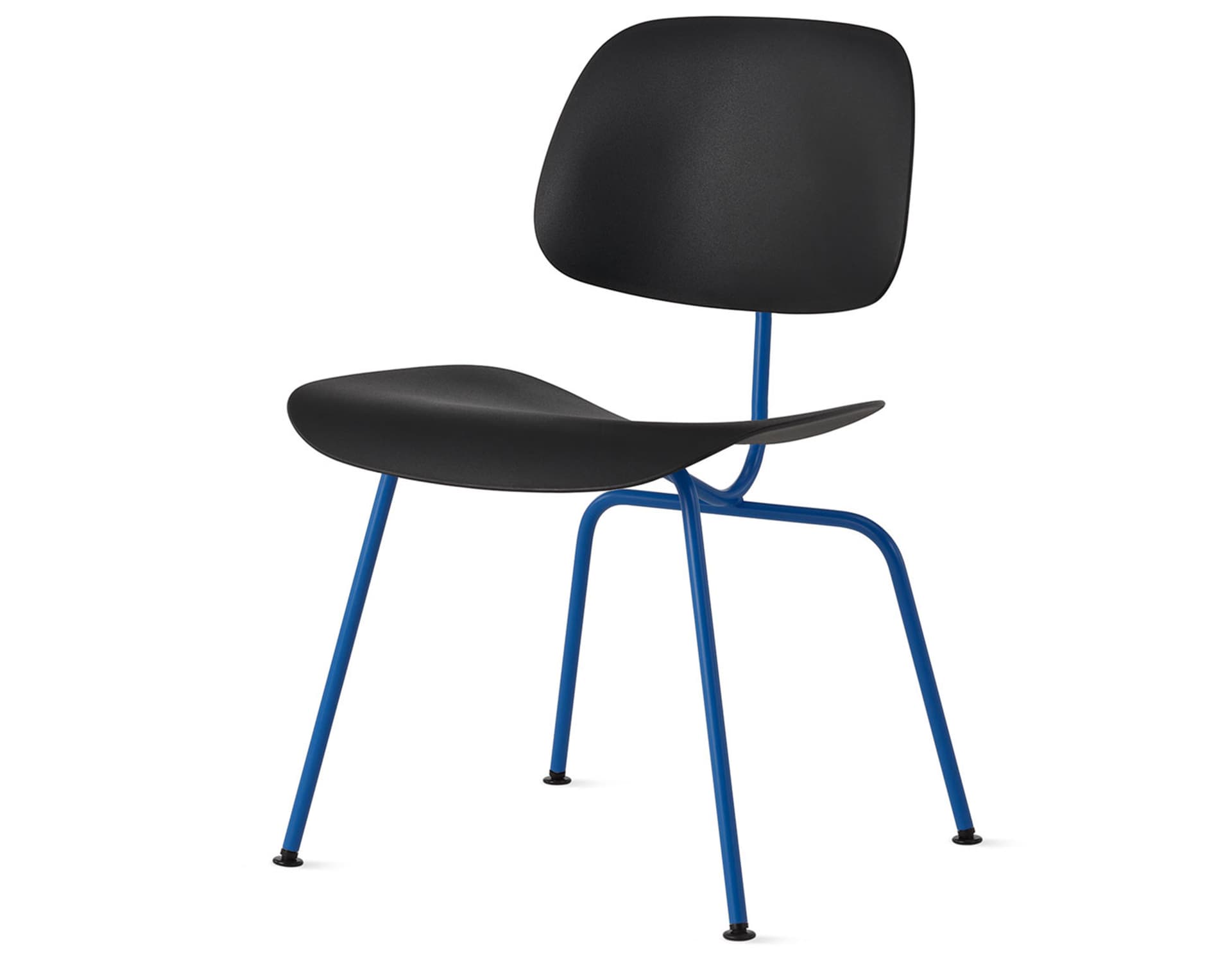 Eames Molded Plastic Dining Chair Metal Base DCM EC-127 / Black Glides / Black Screws /  berry blue  / black