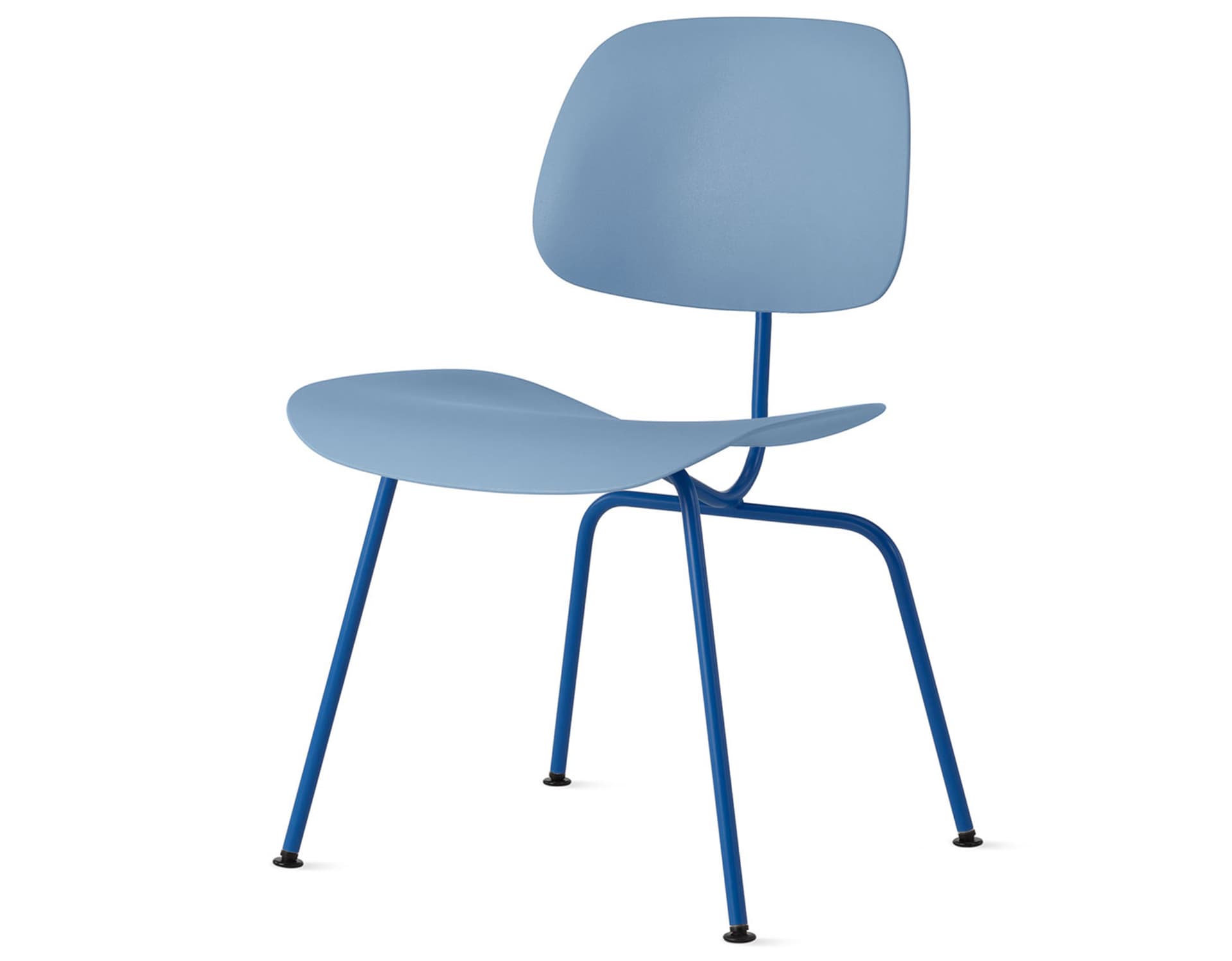 Eames Molded Plastic Dining Chair Metal Base DCM EC-127 / Black Glides / Black Screws /  berry blue  / pale blue