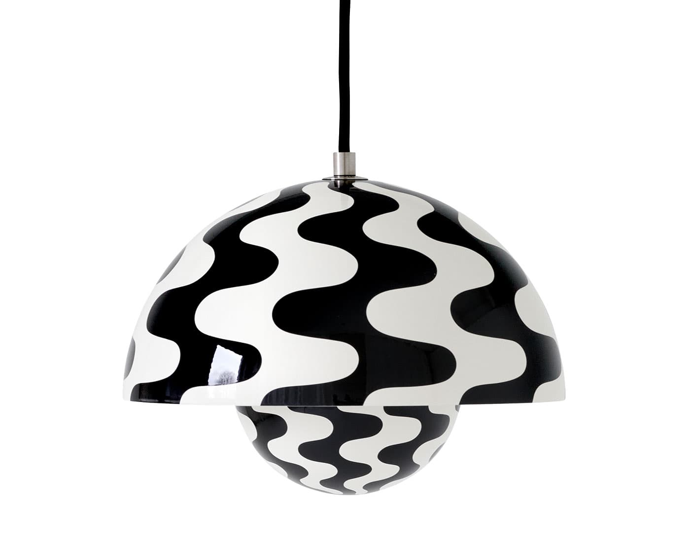 Flowerpot VP1 Pendant Lamp / patterned black & white / black cord