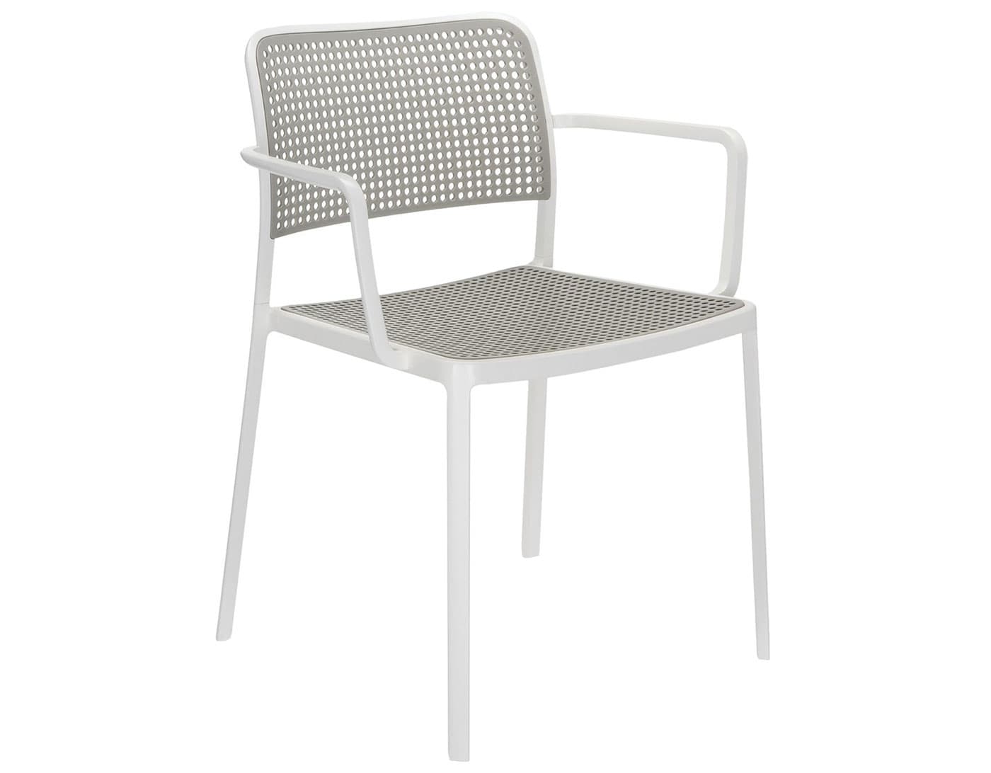 audrey armchair 2 pack / grey seat / white frame