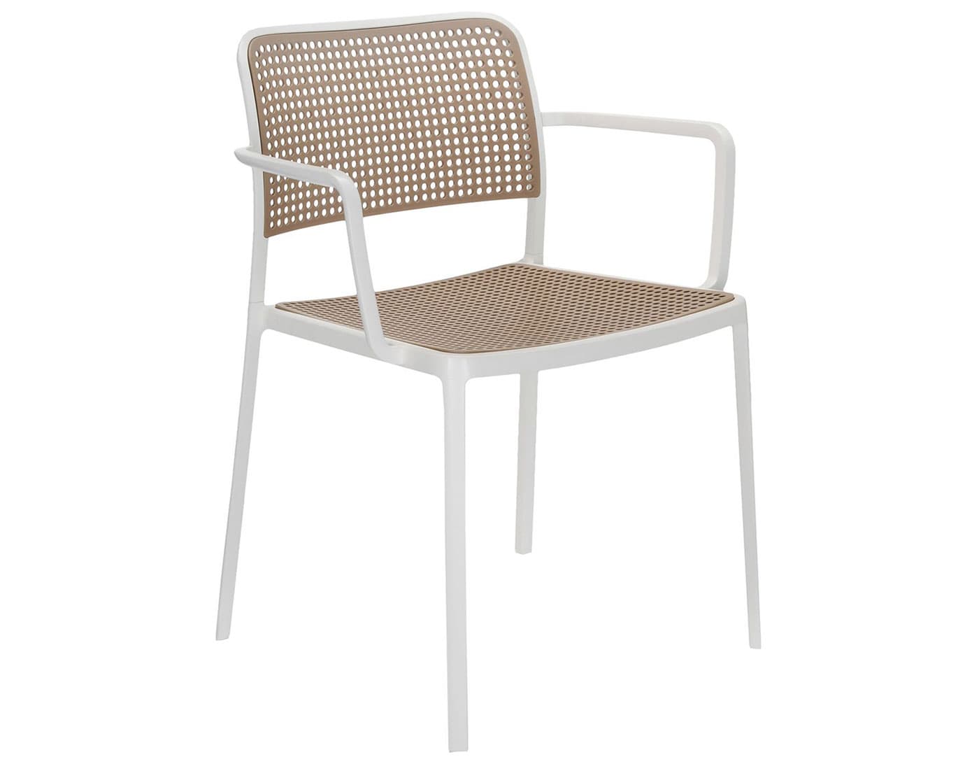 audrey armchair 2 pack / sand seat / white frame