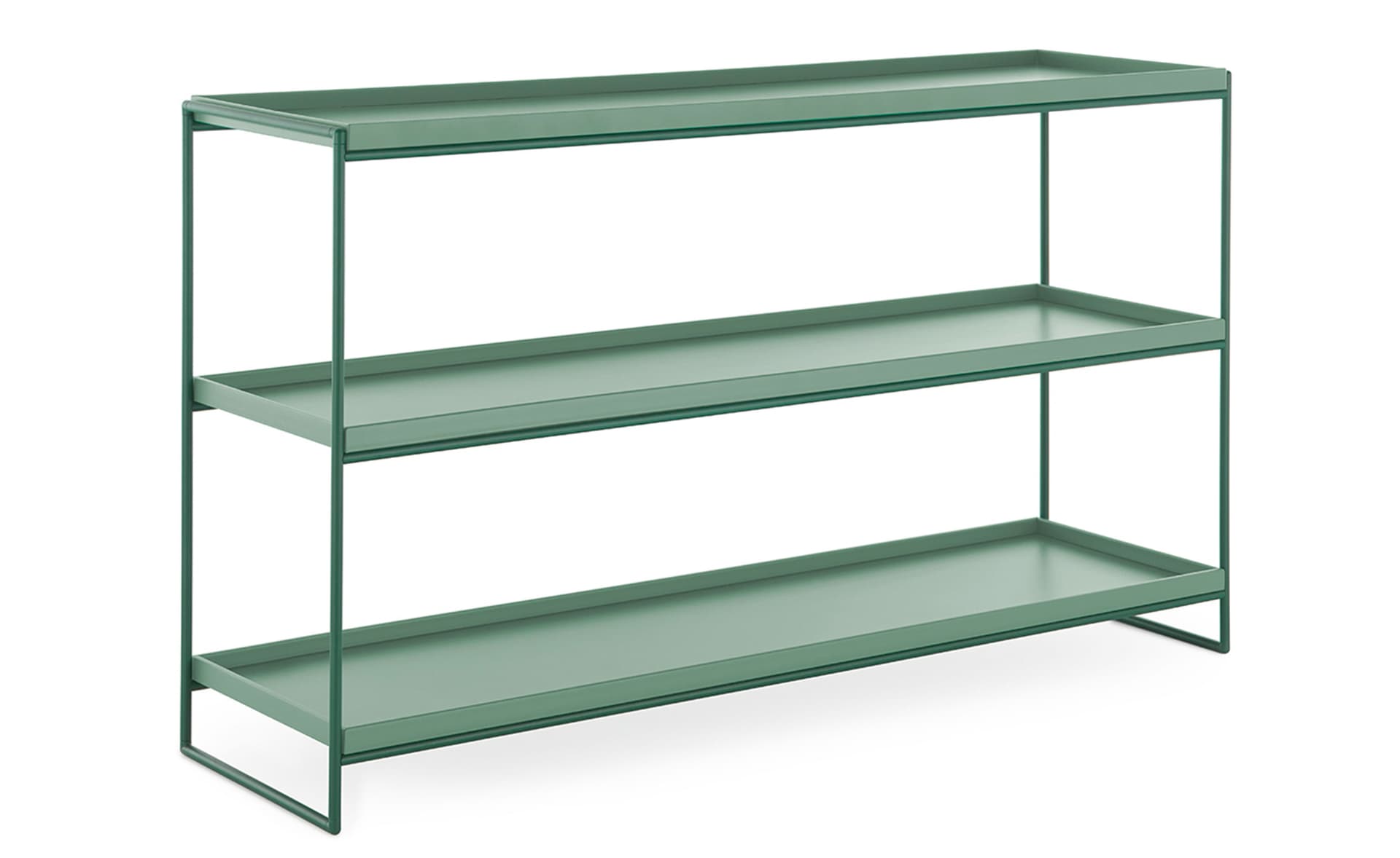 Trays Shelving Unit / 55.1" width / matte green trays / matte green frame