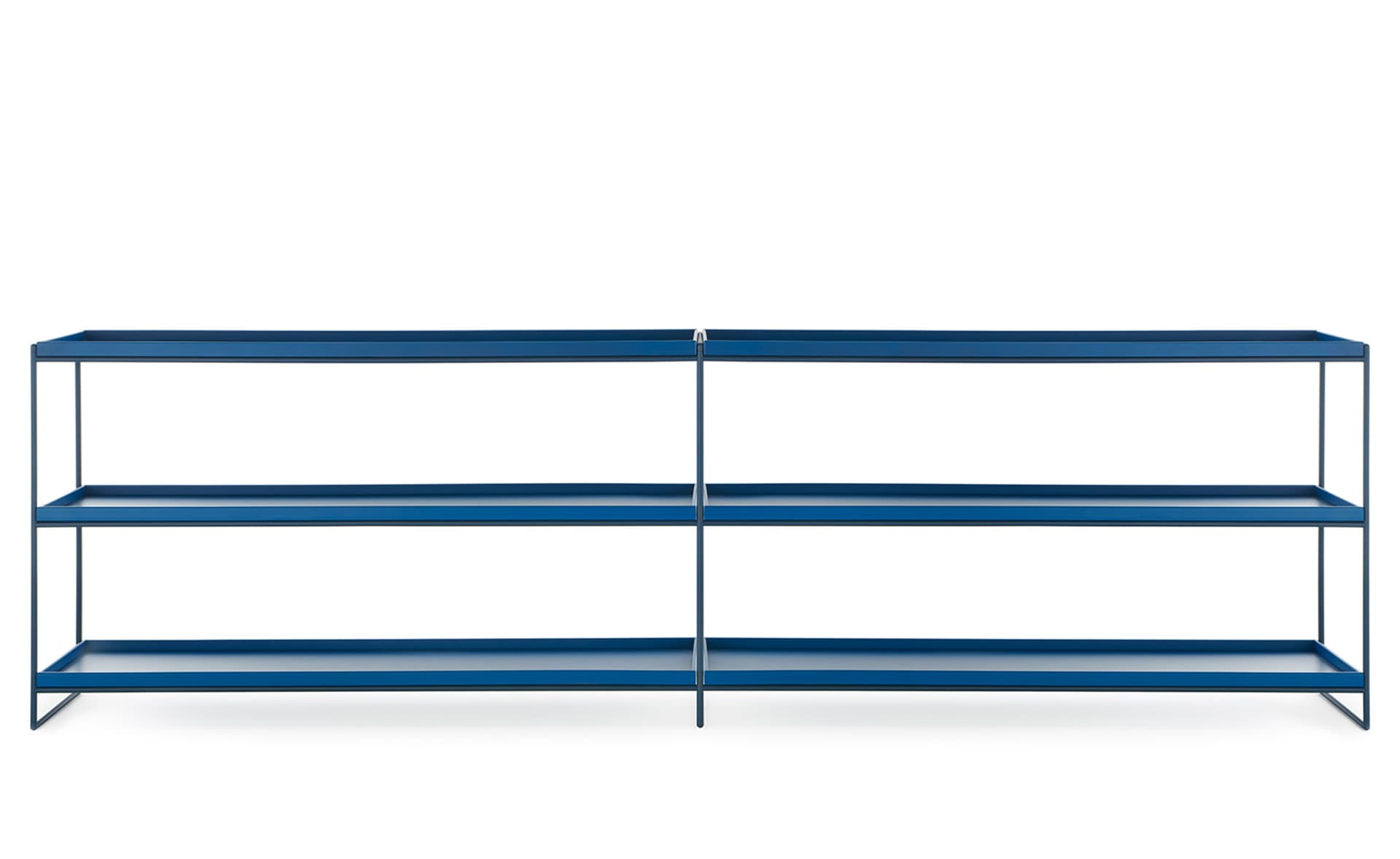 Trays Shelving Unit / 94.5" width / matte blue trays / matte blue frame