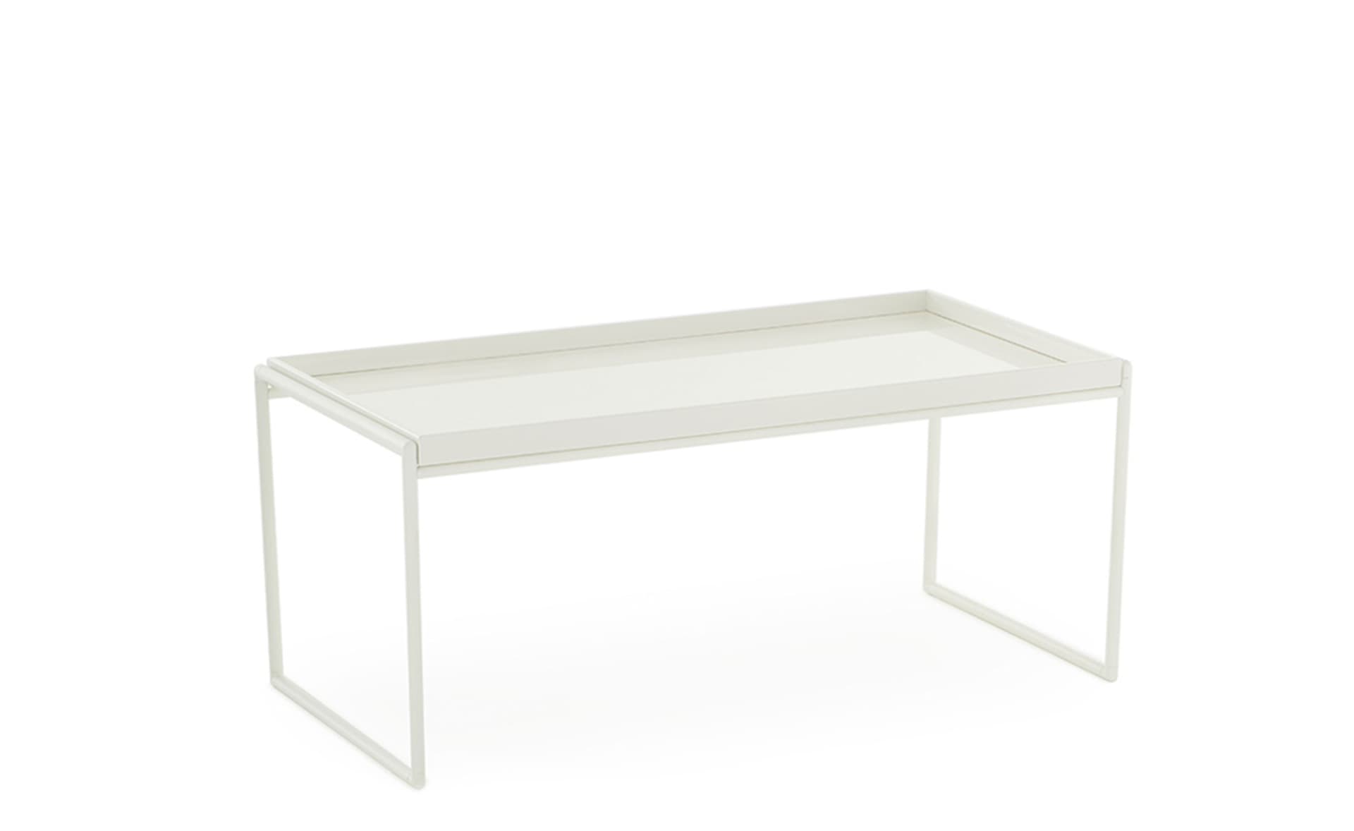 Trays Coffee Table / rectangle - 31.5" x 15.75" / glossy white trays / matte white frame