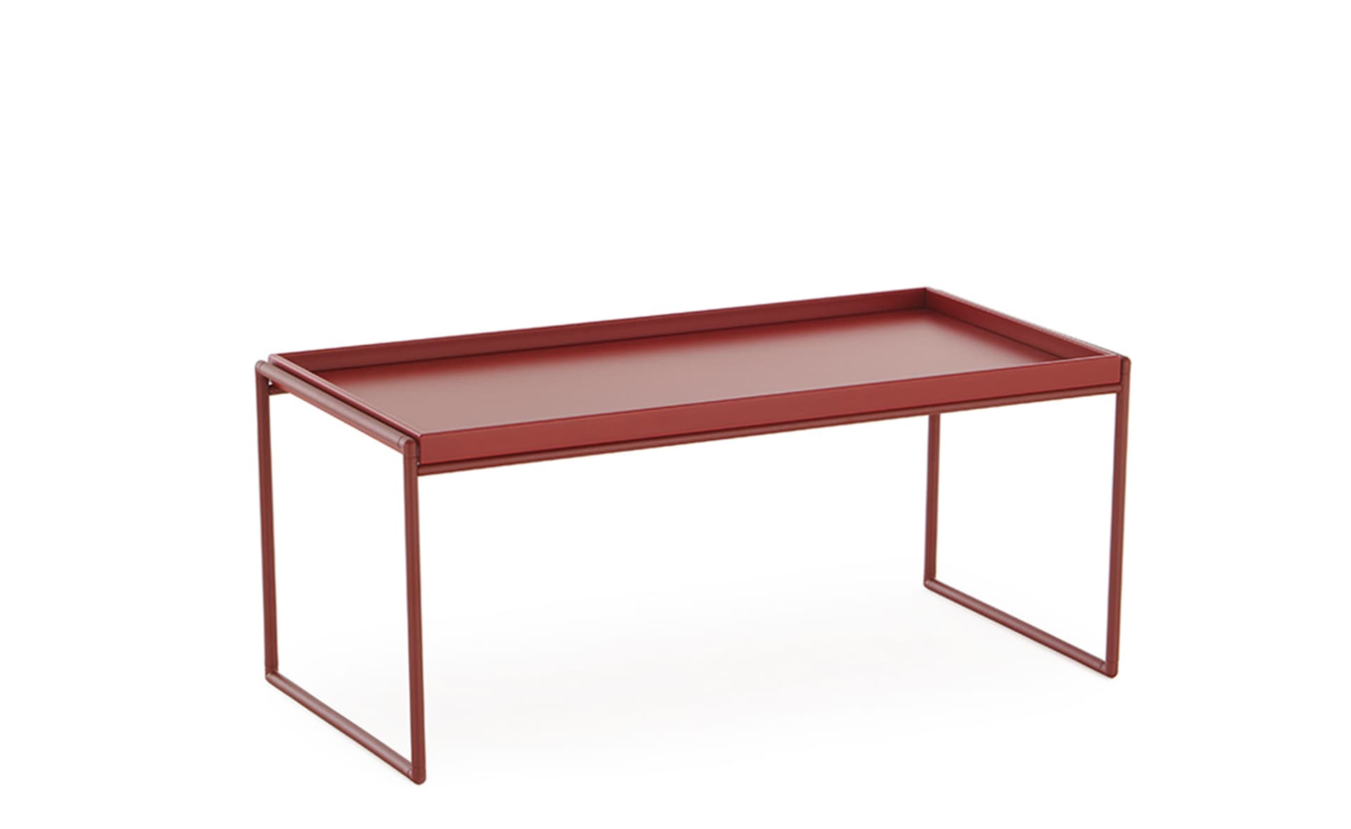 Trays Coffee Table / rectangle - 31.5" x 15.75" / matte red trays / matte red frame