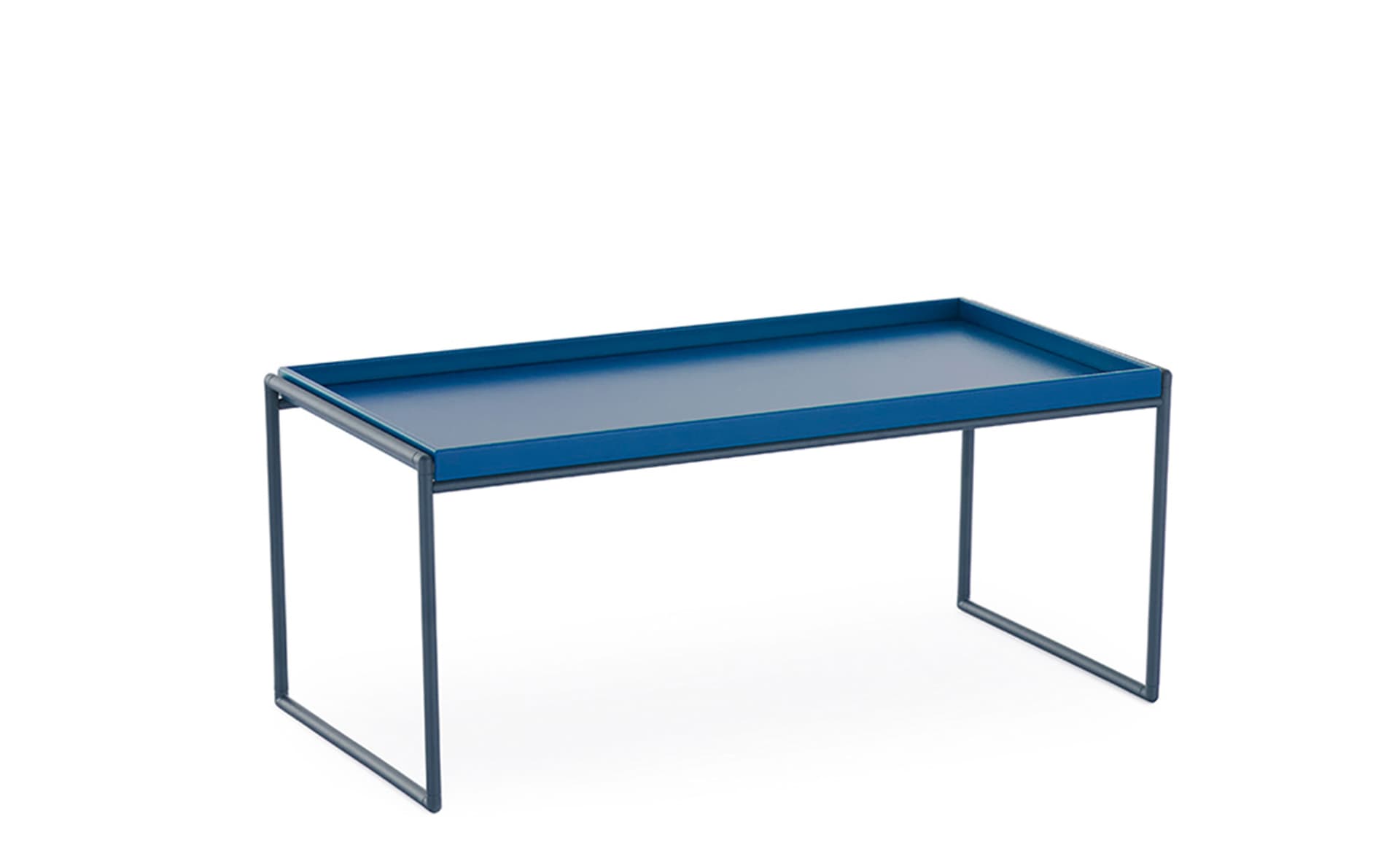 Trays Coffee Table / rectangle - 31.5" x 15.75" / matte blue trays / matte blue frame