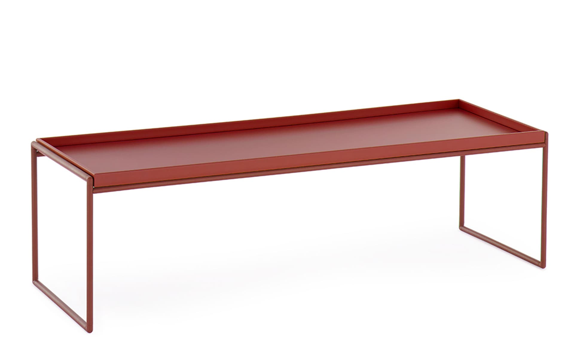 Trays Coffee Table / rectangle - 47.2" x 15.75" / matte red trays / matte red frame