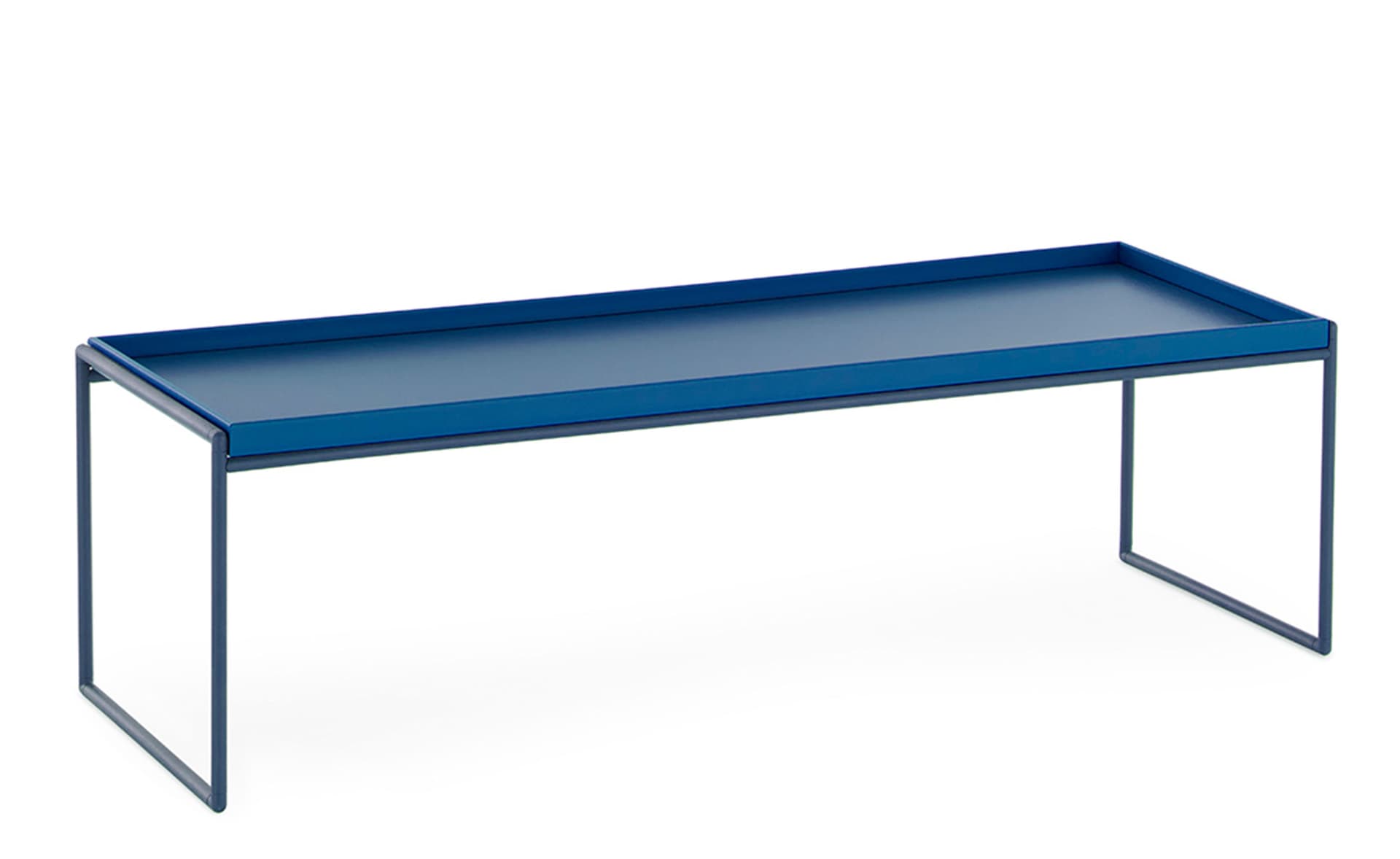Trays Coffee Table / rectangle - 47.2" x 15.75" / matte blue trays / matte blue frame