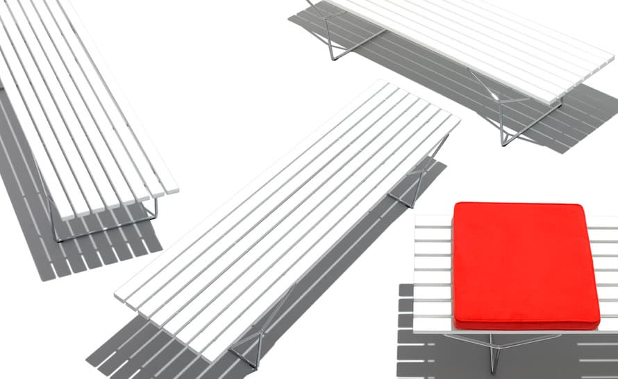 bertoia bench with 3 seat cushions – thumbnail image #5