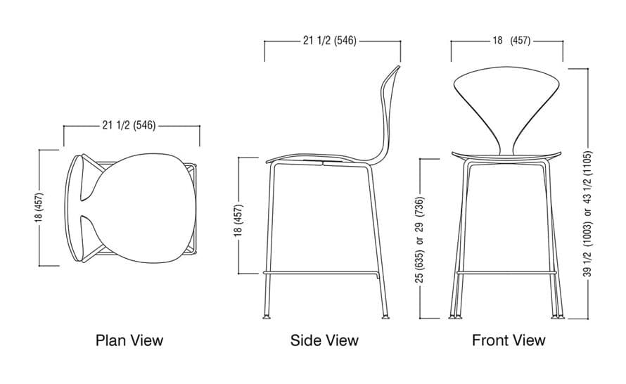 cherner metal leg stool – thumbnail image #8