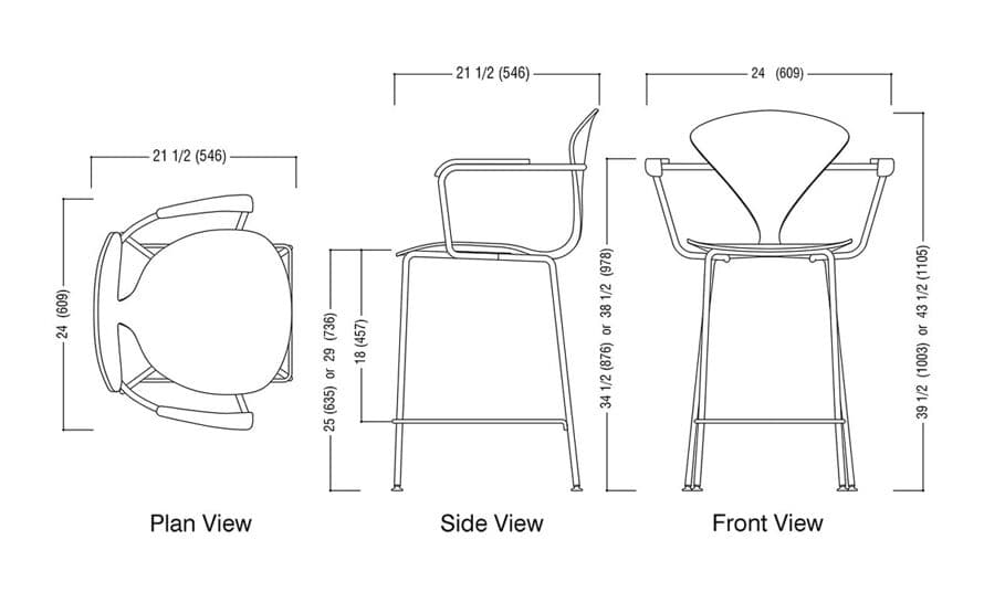 cherner metal leg stool with arms – thumbnail image #5