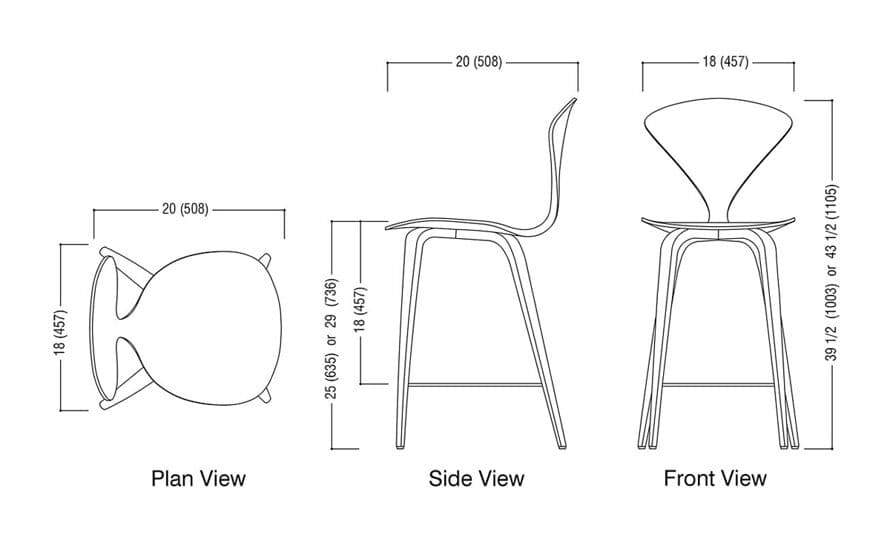 cherner wood leg stool – thumbnail image #9