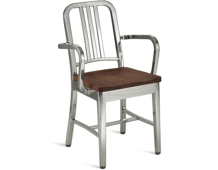 emeco navy armchair with wood seat – thumbnail image #1