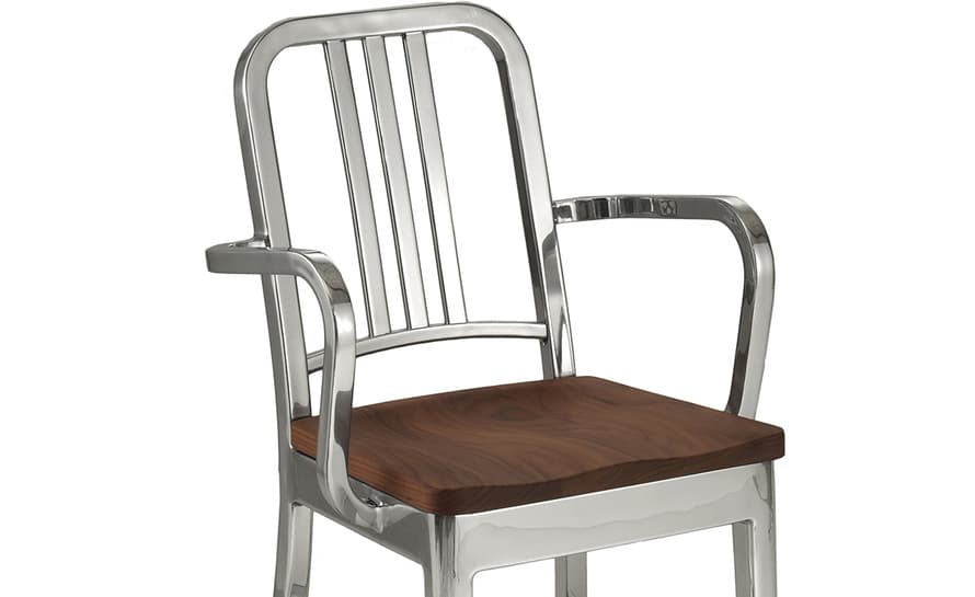 emeco navy armchair with wood seat – thumbnail image #2