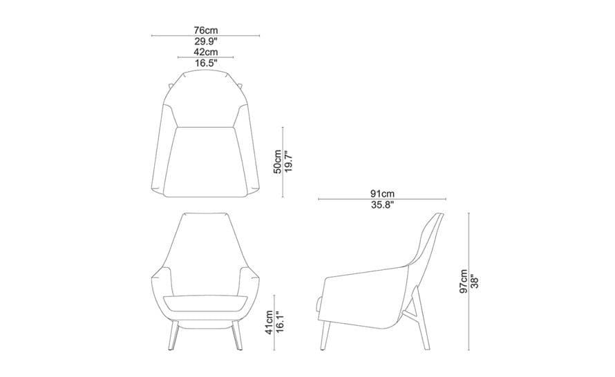 enzo lounge chair with wood base – thumbnail image #6